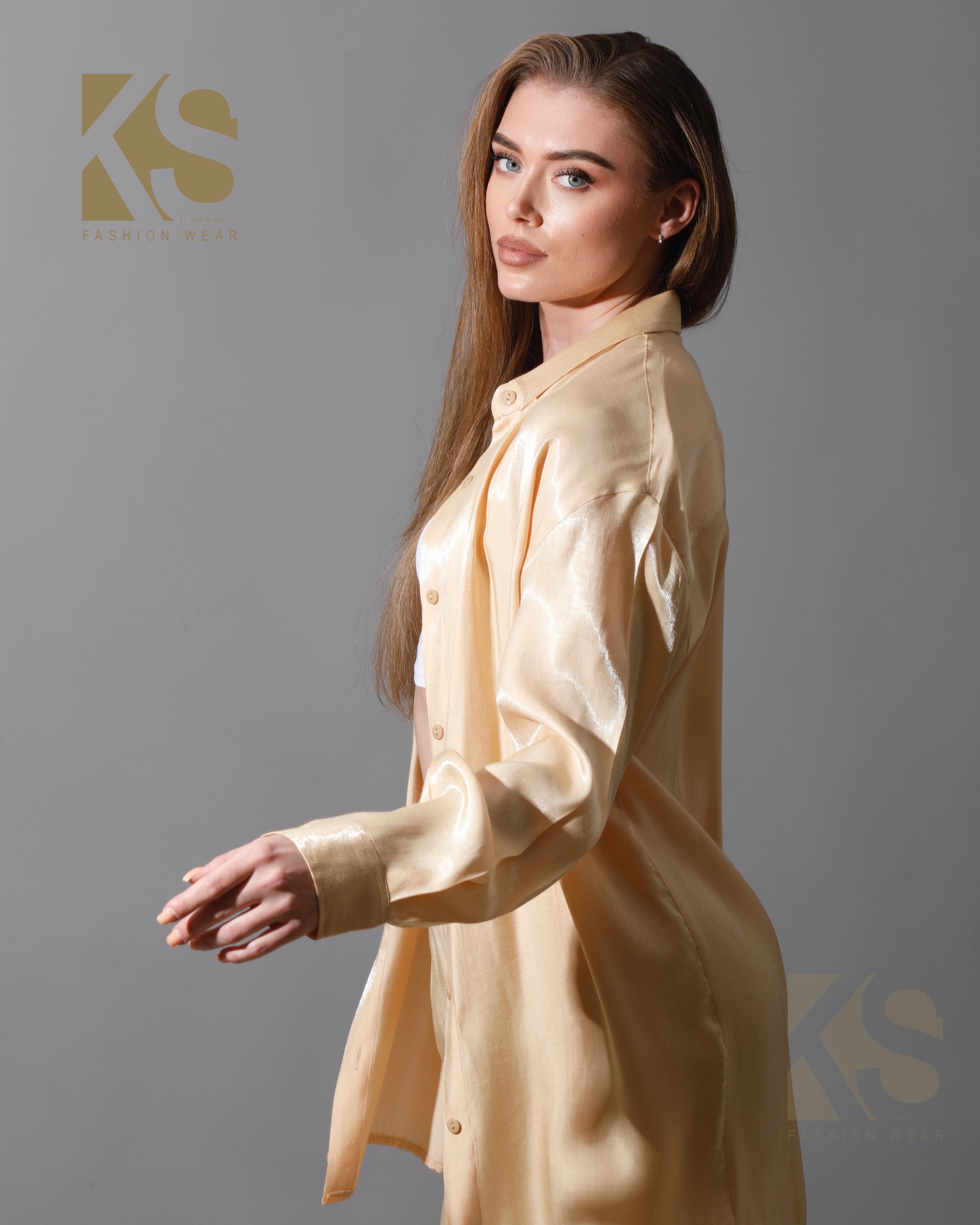 Shemer Long Shirt & Wide Leg Trousers Set Shemer Long Shirt & Wide Leg Trousers Set