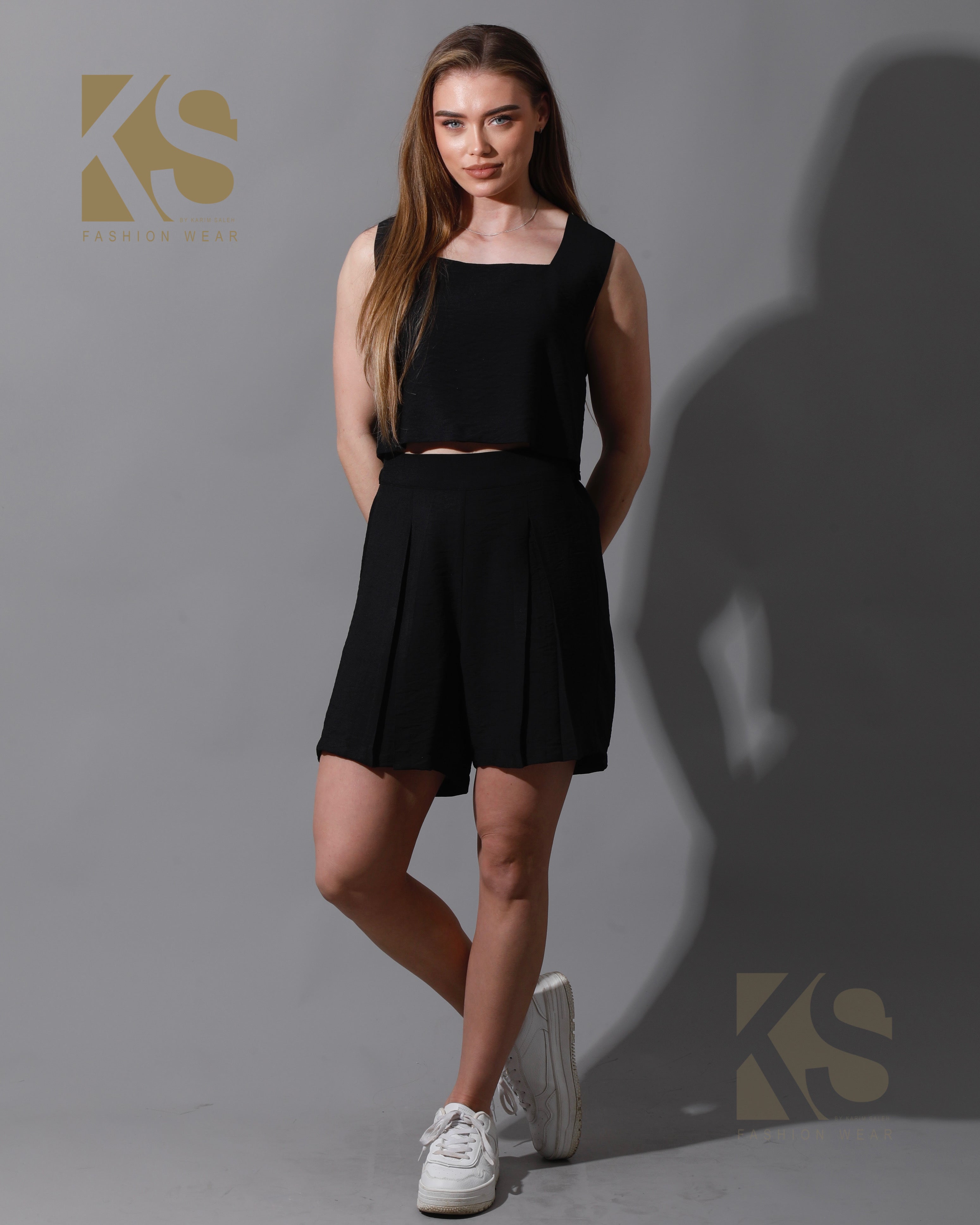 Tank Top & Flared Shorts Set - Black Tank Top & Flared Shorts Set - Black