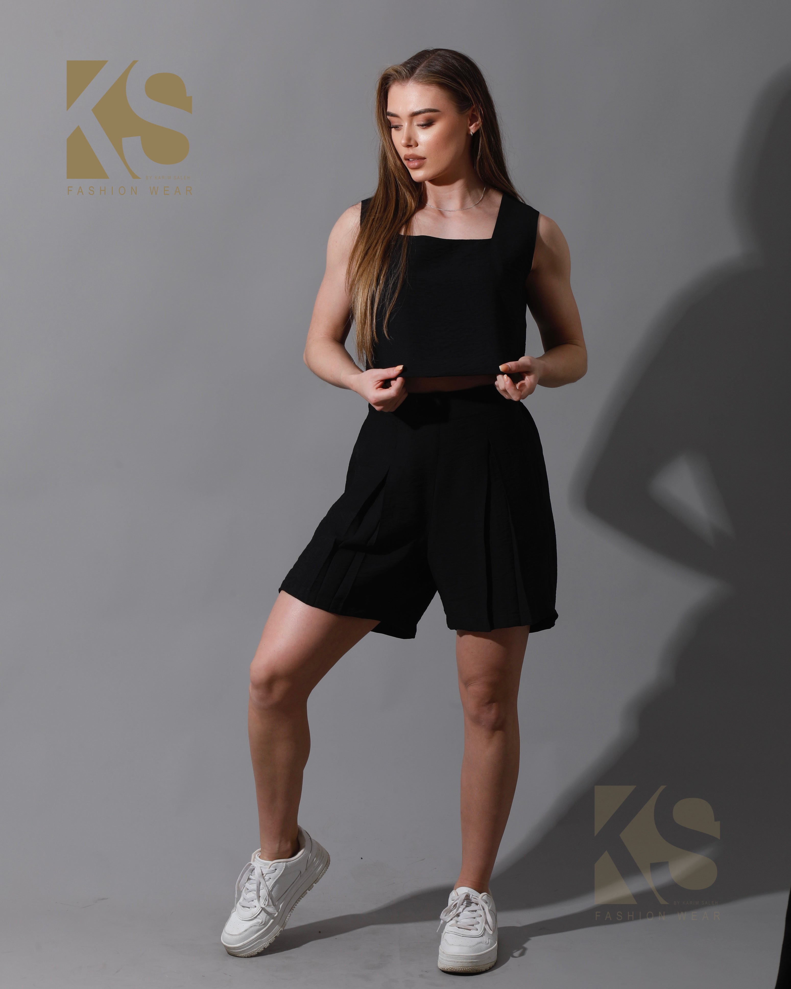 Tank Top & Flared Shorts Set - Black Tank Top & Flared Shorts Set - Black
