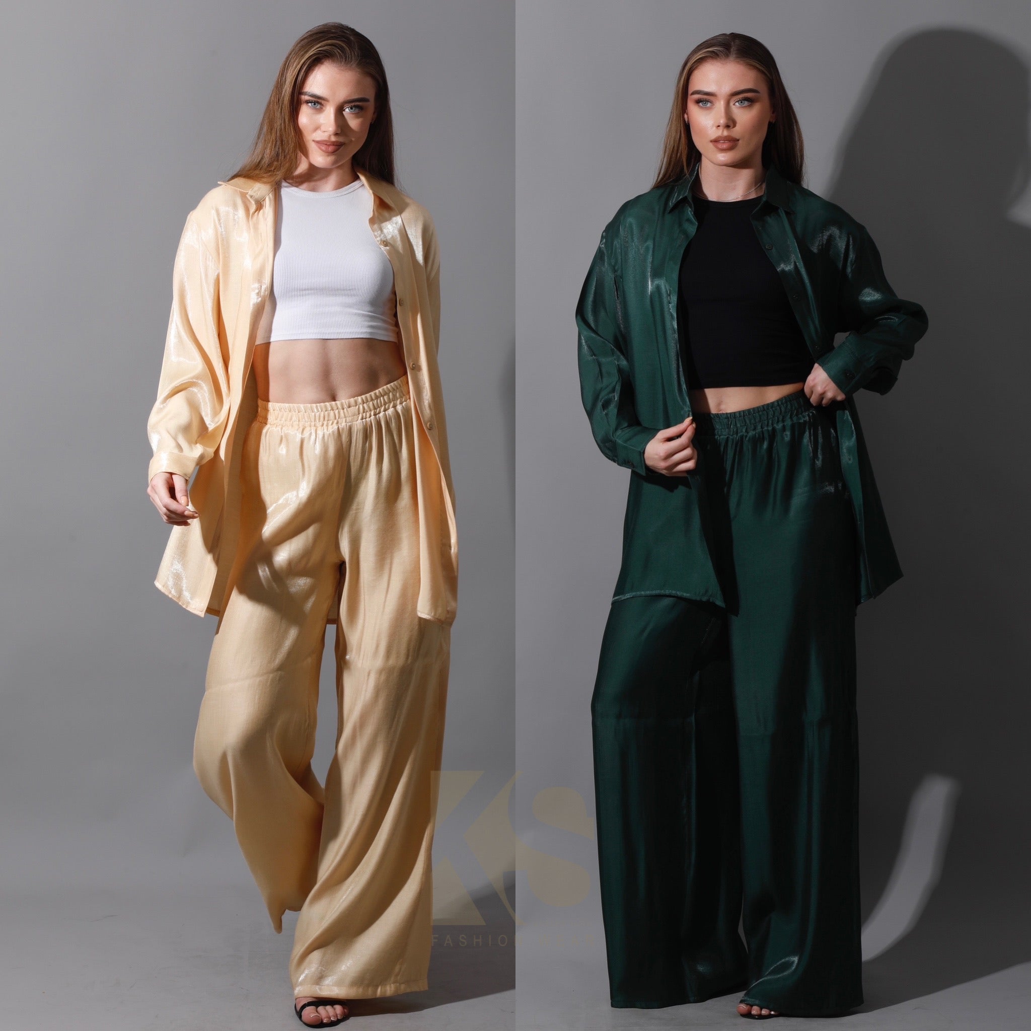 Shemer Long Shirt & Wide Leg Trousers Set Shemer Long Shirt & Wide Leg Trousers Set