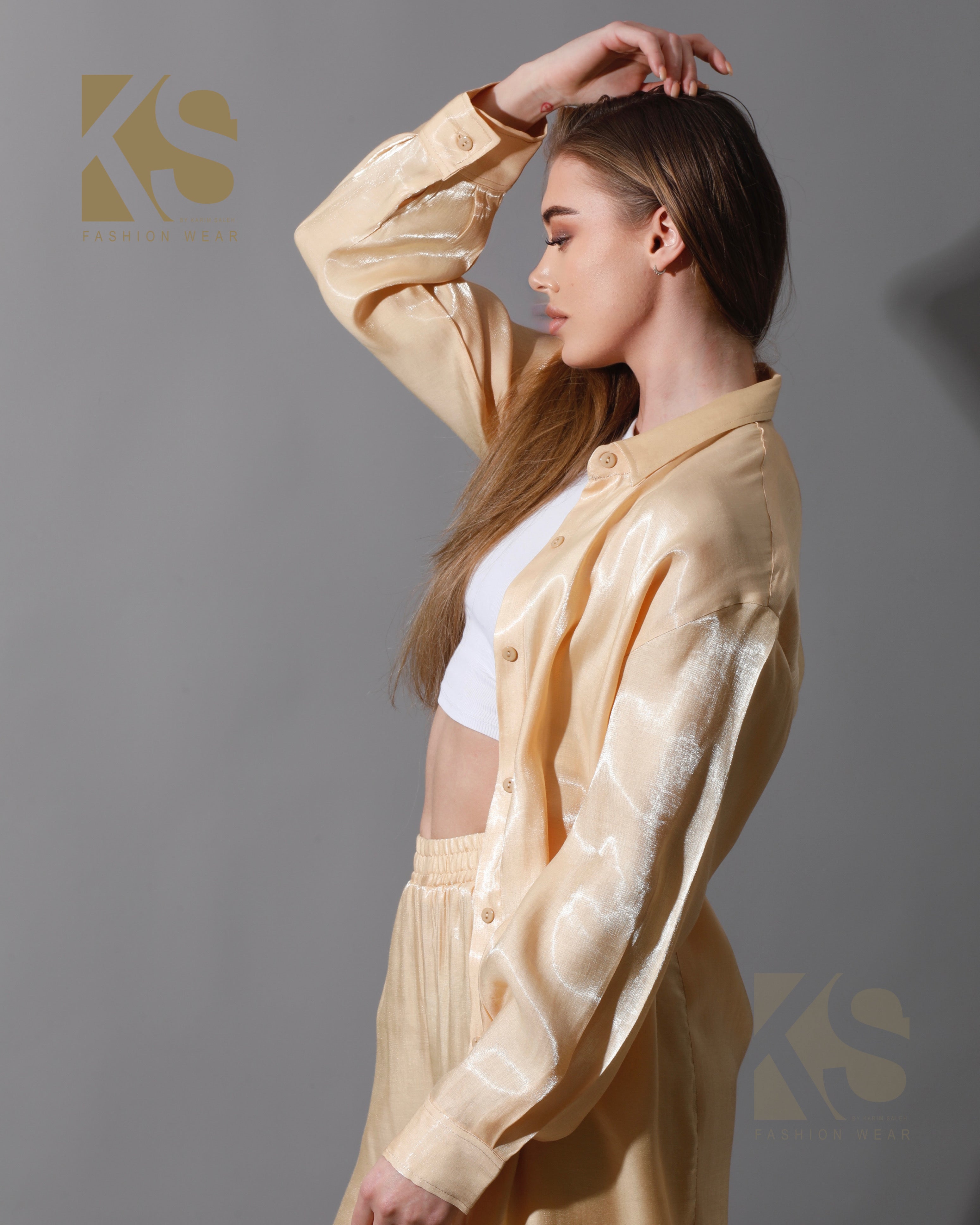 Shemer Long Shirt & Wide Leg Trousers Set Shemer Long Shirt & Wide Leg Trousers Set