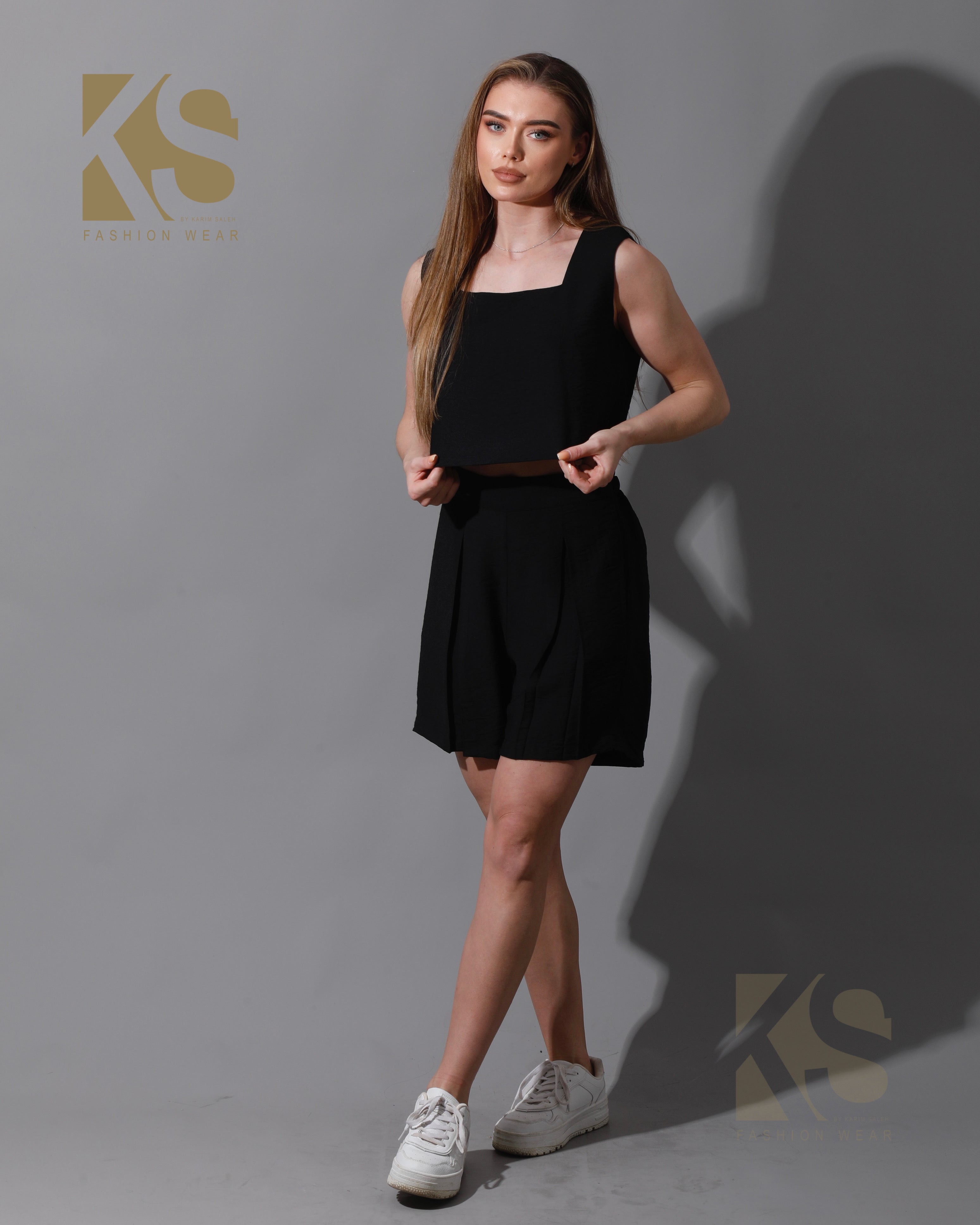 Tank Top & Flared Shorts Set - Black Tank Top & Flared Shorts Set - Black