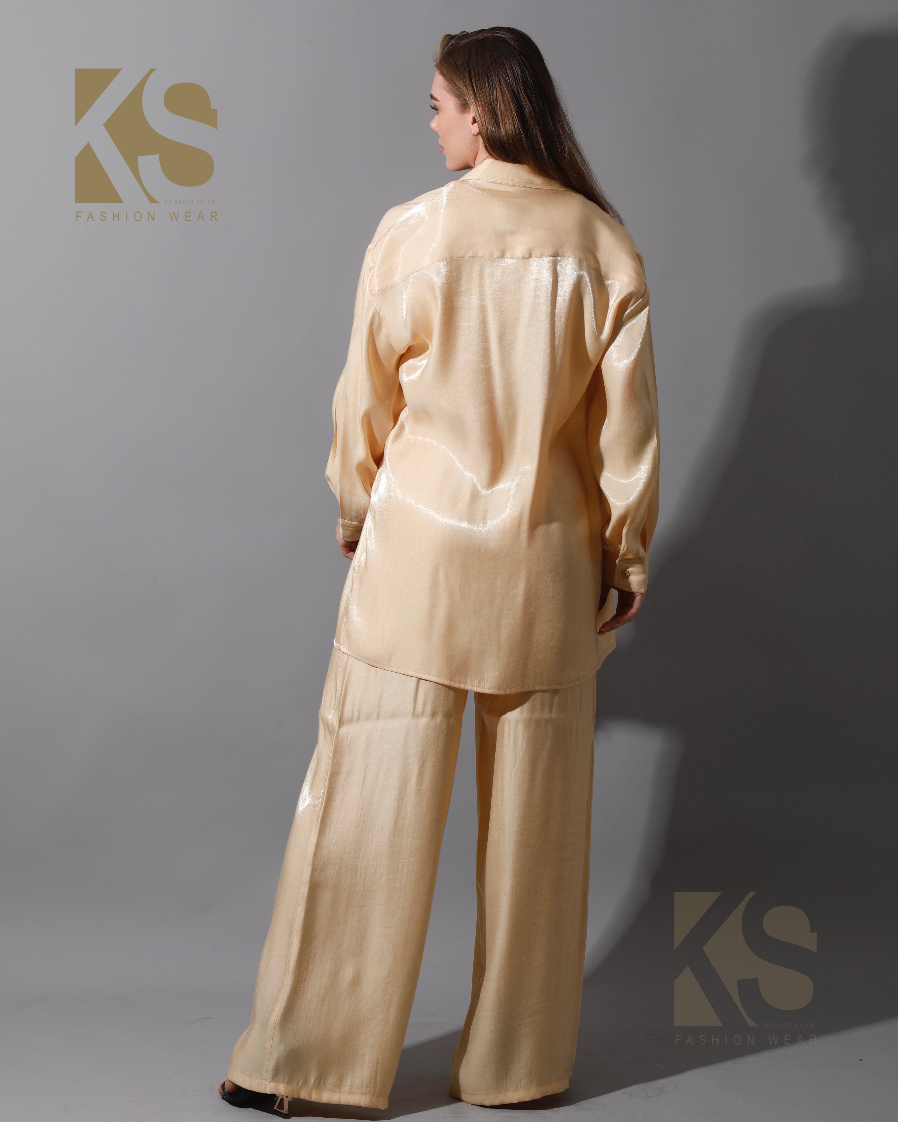 Shemer Long Shirt & Wide Leg Trousers Set Shemer Long Shirt & Wide Leg Trousers Set