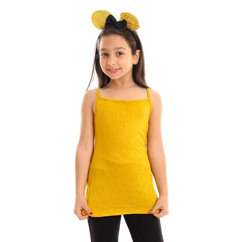 Girls Self Pattern Spaghetti Sleeves Tank Top