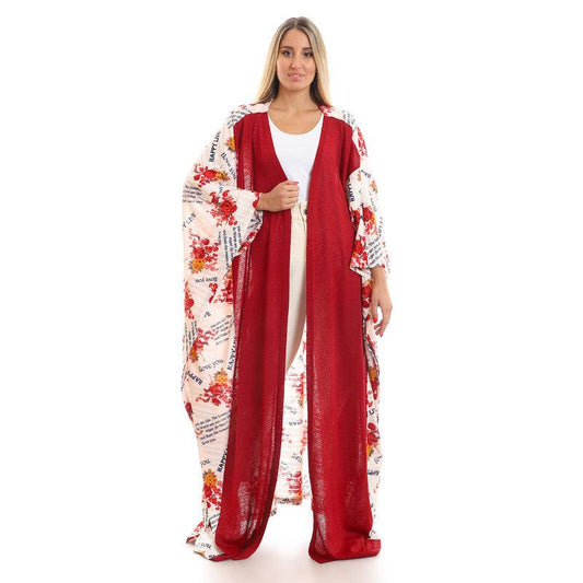 Short Sleeves Slip On Self Printed Kimono