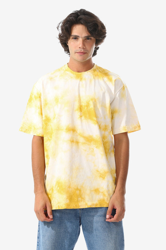Slip On Oversized Cotton T-Shirt - Yellow & White