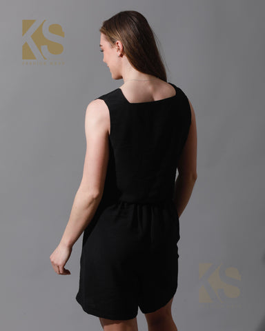 Tank Top & Flared Shorts Set - Black