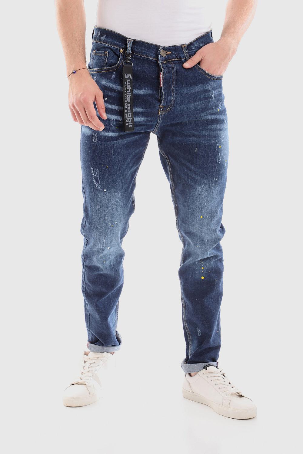 Front Scratch Wah Out Casual Jeans - Dark Blue