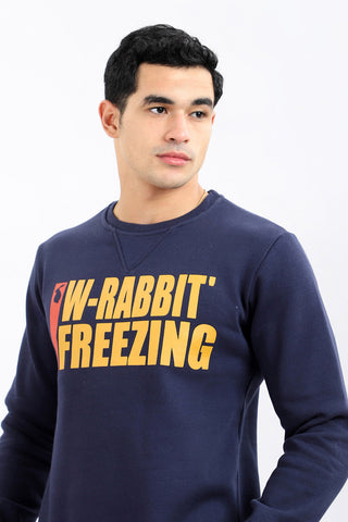 سويت شيرت داخلي من الصوف مطبوع عليه "W-Rabbit Freezing" - بيج باهت