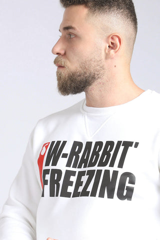 سويت شيرت داخلي من الصوف مطبوع عليه "W-Rabbit Freezing" - بيج باهت