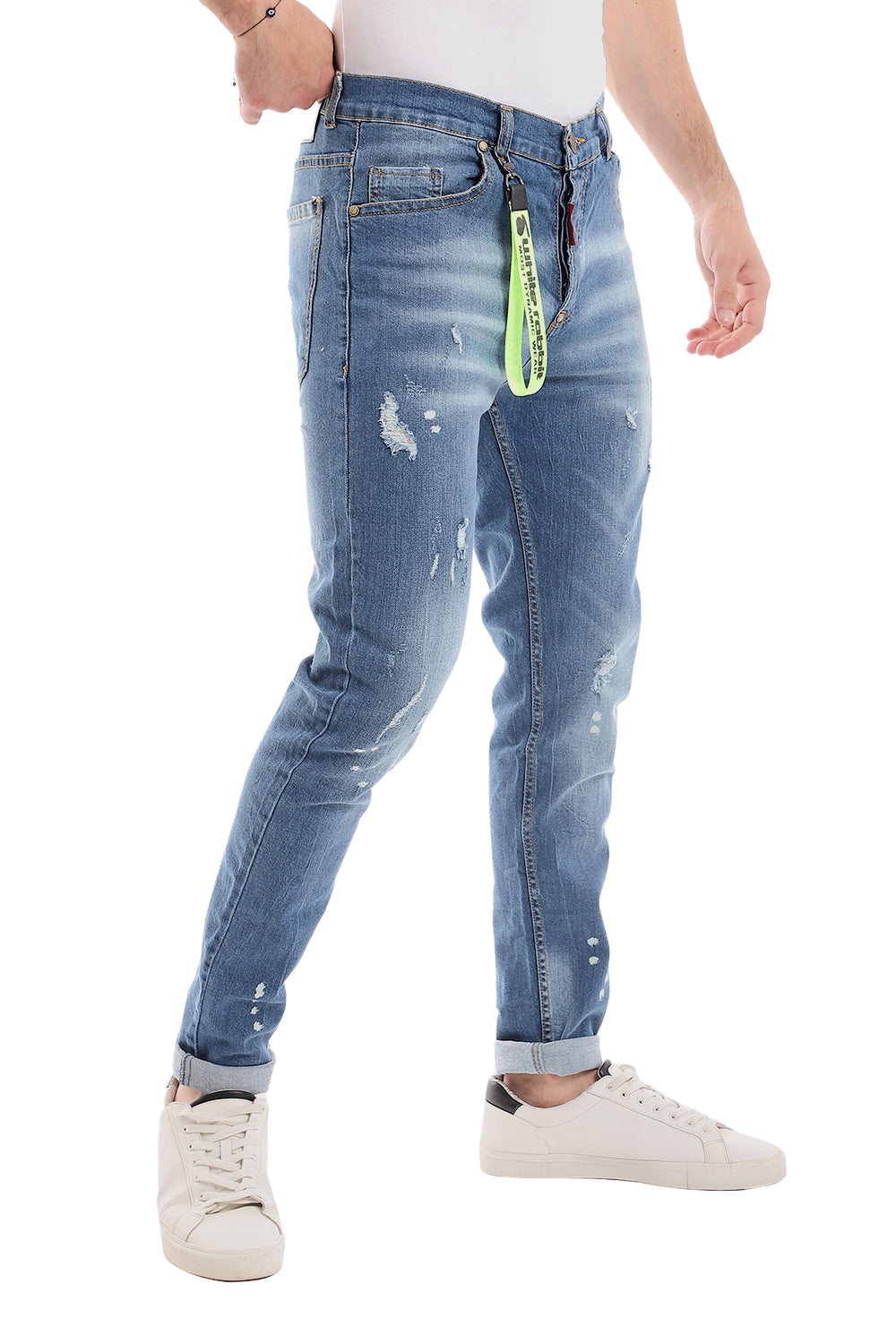 White Rabbit Ripped Belt Loops Slim Fit Jeans - Blue