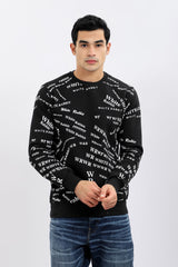 Front & Back Printed Slip On Sweatshirt - Black