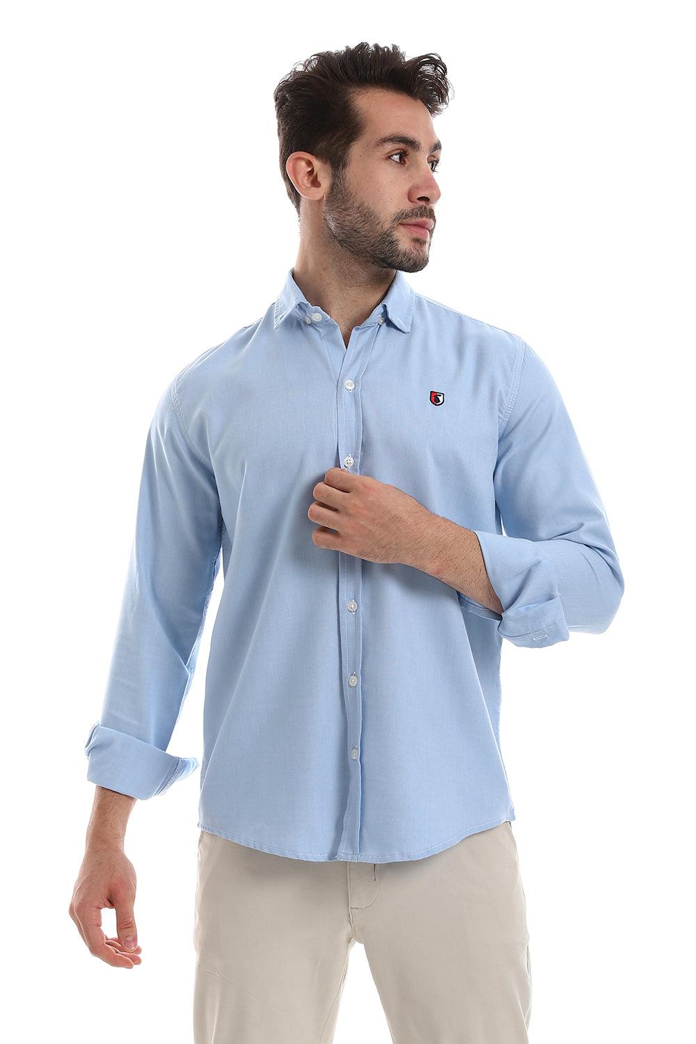 Front Buttoned Down Textured Grey Men Shirt