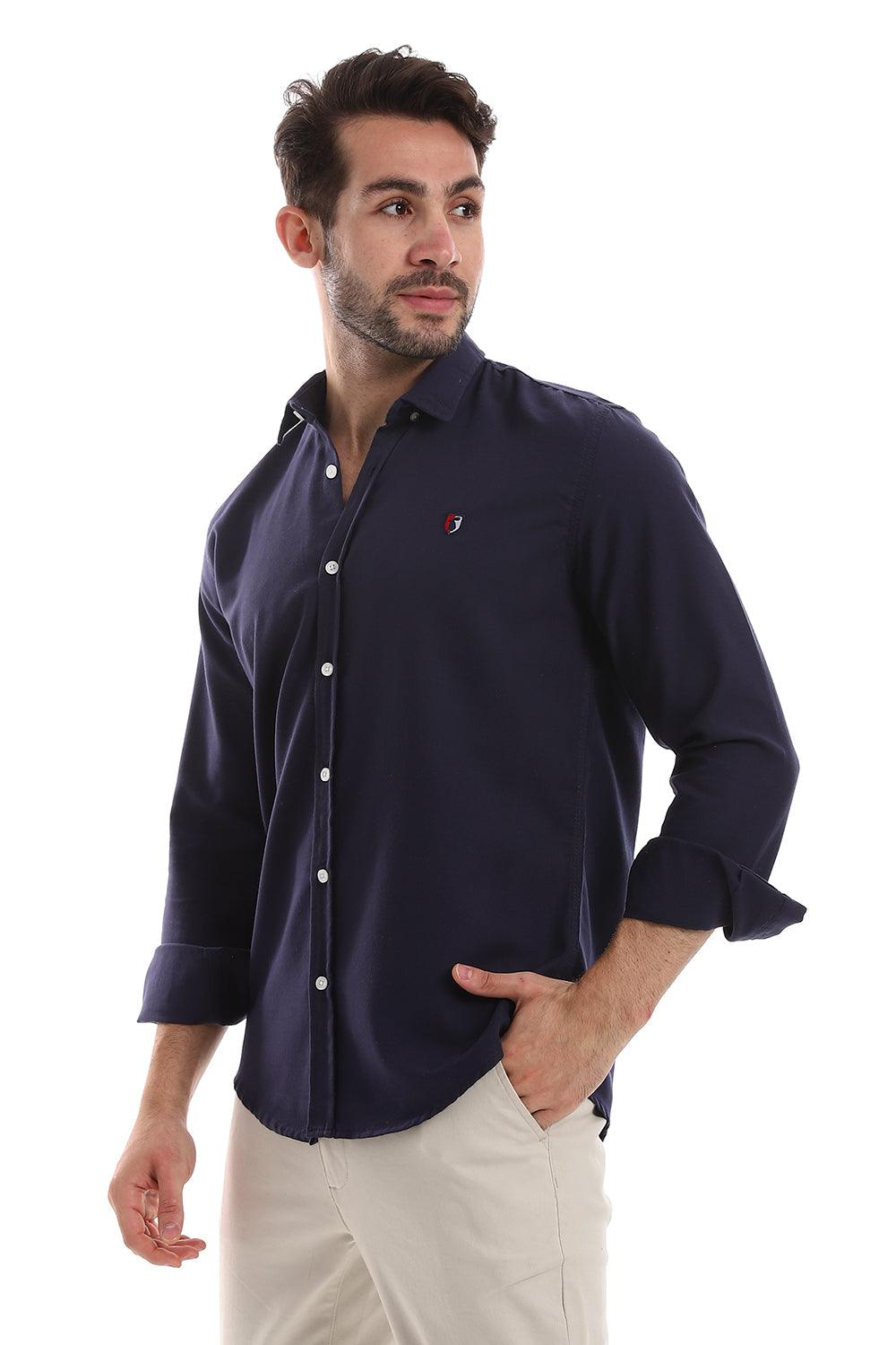 Front Buttoned Down Textured Grey Men Shirt