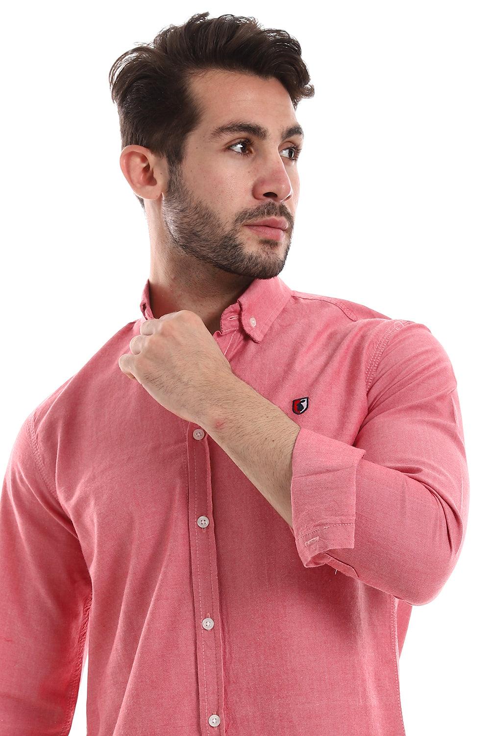 Front Buttoned Down Textured Grey Men Shirt