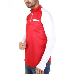 قميص رياضي بسحاب للرجال ثنائي اللون - أحمر * أبيض