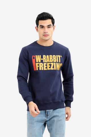 سويت شيرت داخلي من الصوف مطبوع عليه "W-Rabbit Freezing" - بيج باهت