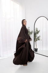 Butterfly feathers sleeves Abaya-Dress in Brown
