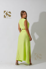 Crop Top & Maxi Side Slite Skirt Set
