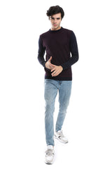 Knitted Pullover With Ribbed Hem - *-Olive