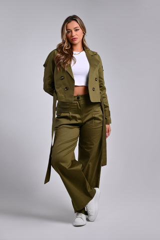 Olive Green Gabardine Pants