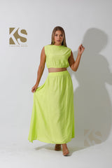 Crop Top & Maxi Side Slite Skirt Set