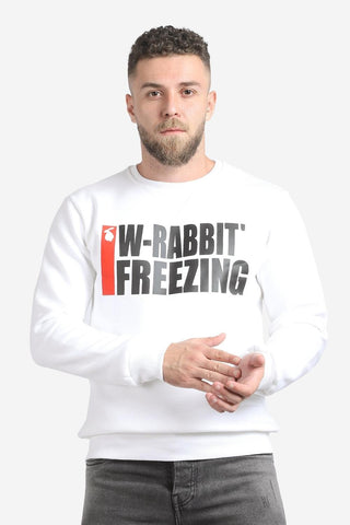 سويت شيرت داخلي من الصوف مطبوع عليه "W-Rabbit Freezing" - بيج باهت