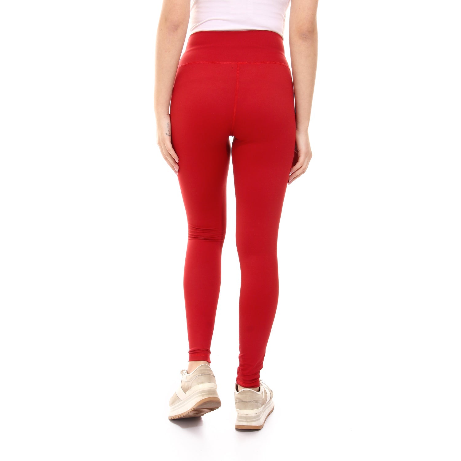 Plain Sportive stretch leggings-Red