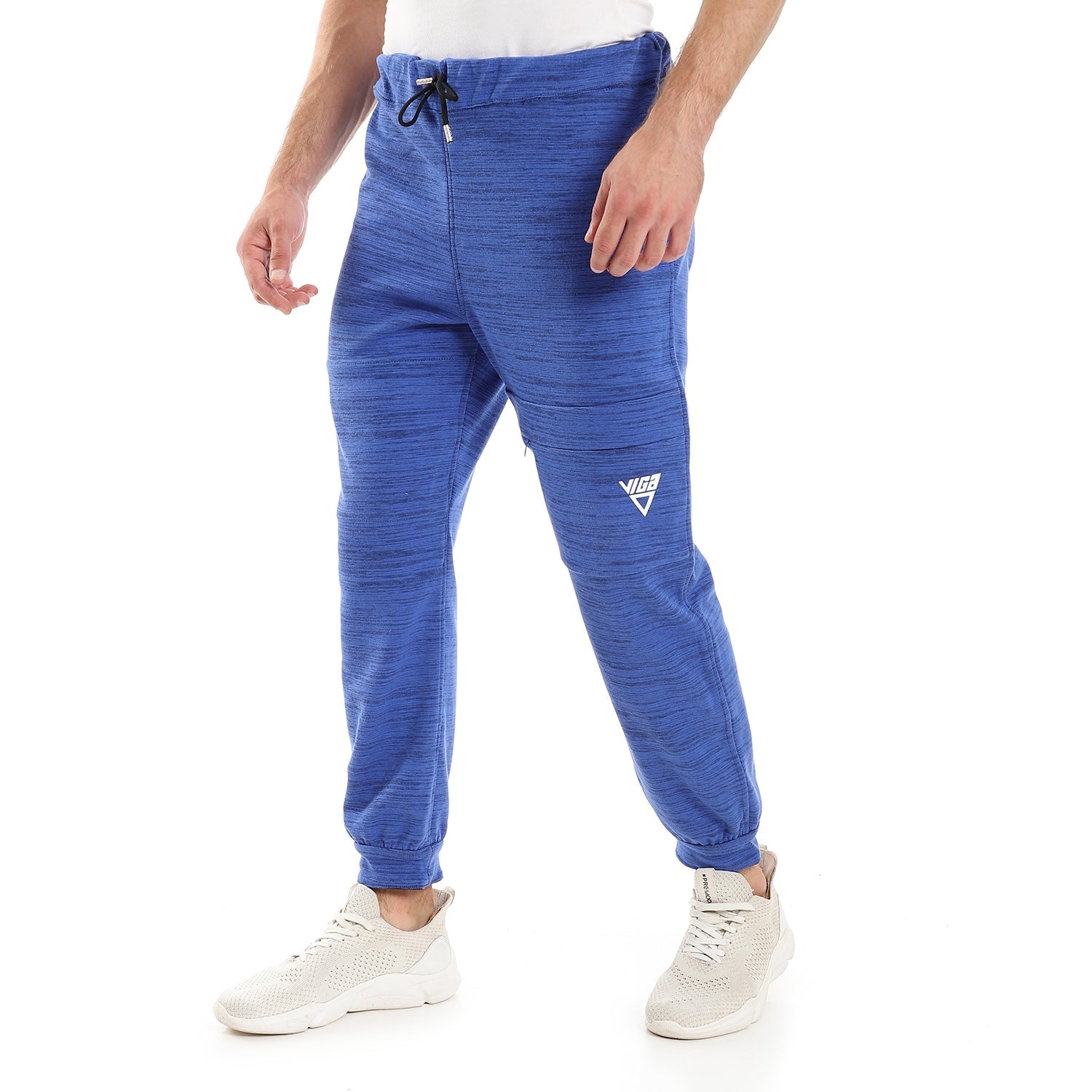 "VIGA" double face sweatpants- Heather Blue*Black