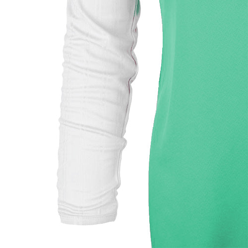 قميص نسائي رياضي بسحاب ربع ثنائي اللون - أخضر * أبيض
