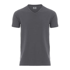 Cotton V-neck T-shirt- Dark Grey