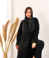 half and half velvet blazer Abaya