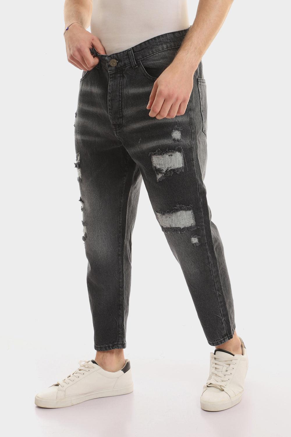 Stylish Ripped Wash Out Casual Jeans - Standard Blue