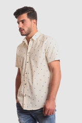 Buttoned Short Sleeves Sun Pattern Shirt