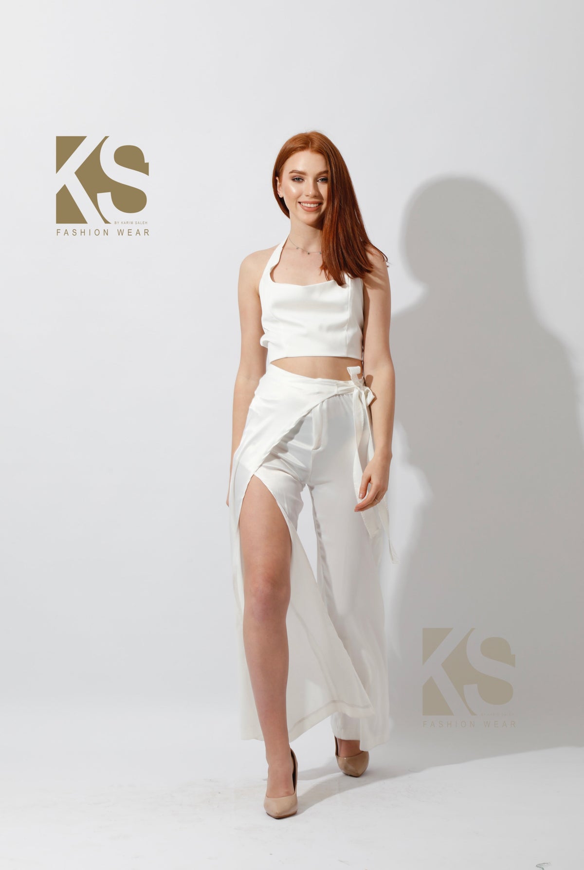 Satin Wrap Pants With Front Slit