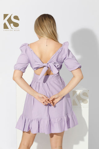 Short Dress with Back Bow tie