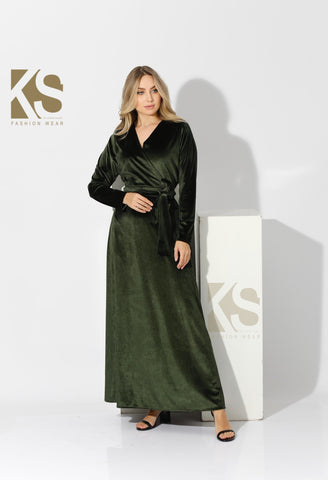 Velvet Wrap Maxi Dress