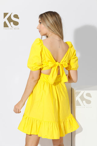 Short Dress with Back Bow tie