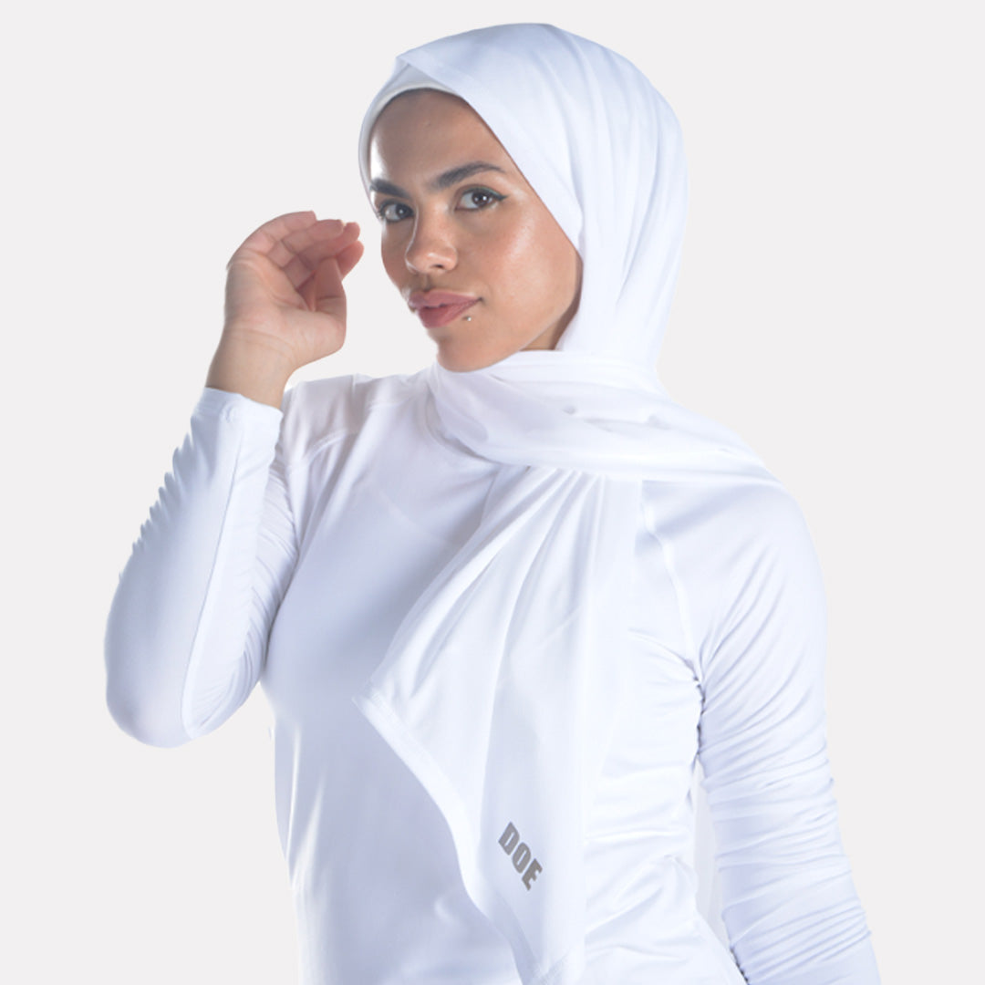 وشاح حجاب رياضي بتقنية دراي فيت من دو - أبيض