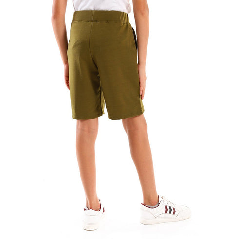 Knee-Length Plain Light Olive Shorts