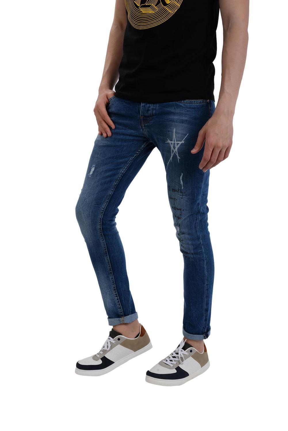 jeans -Casual Dirty Denim Jeans Pant Jeans Blue