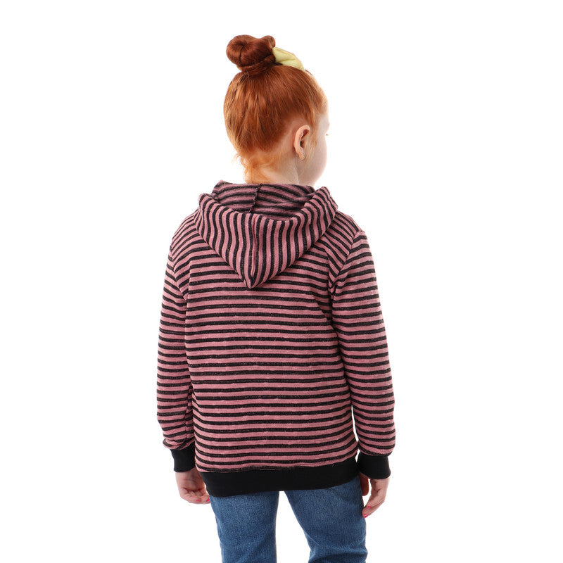 Kids Hooded Striped Zipped Sweatshirt