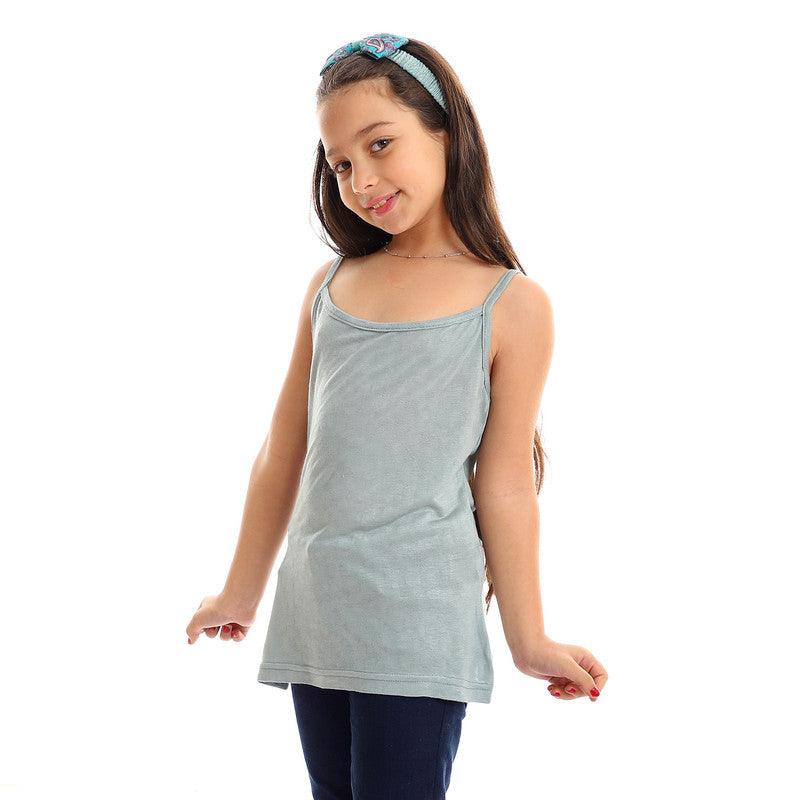 Girls Self Pattern Spaghetti Sleeves Tank Top