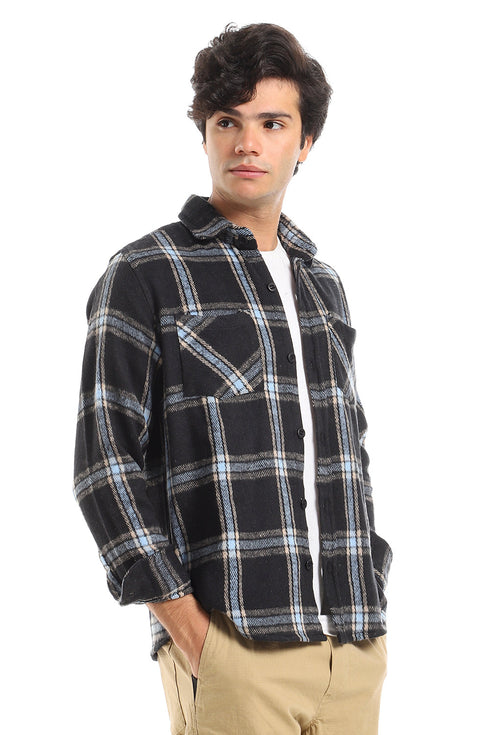 Casual Plaid Button Down Shirt With Two Chest Pockets