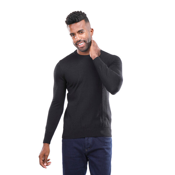 Coup – Solid Crew Neck Sweater with Long Sleeves