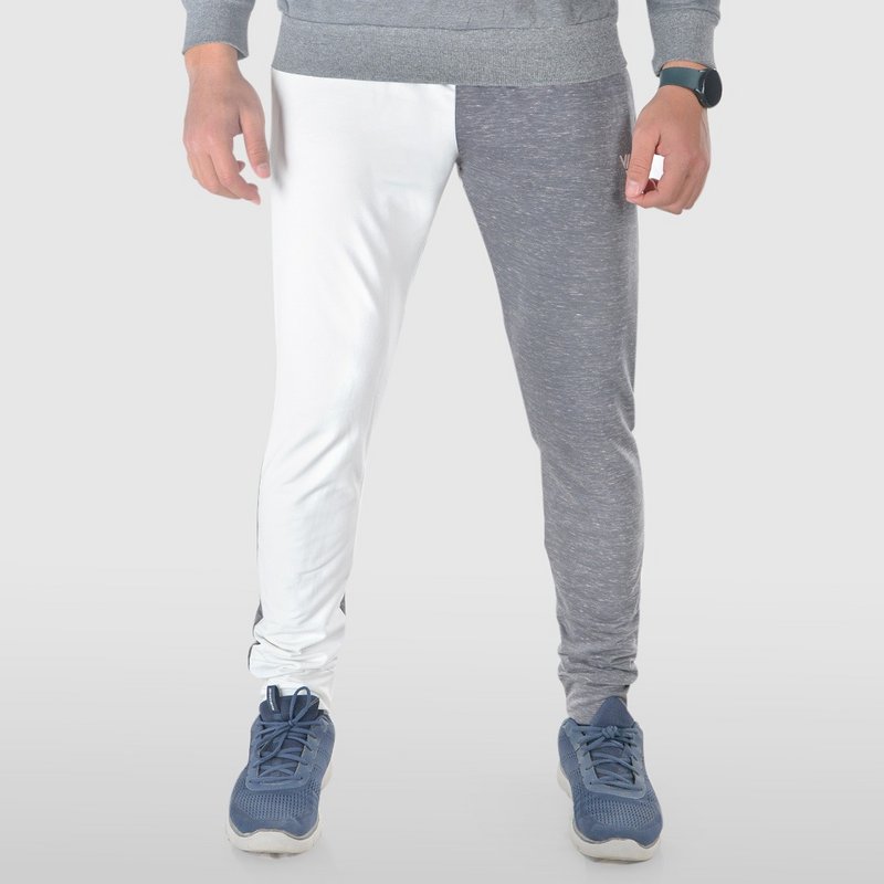 Men bicolored sweatpants- White-Grey-S