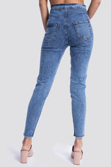 Kava Women High Waist Skinny Washed Blue Jeans Pants