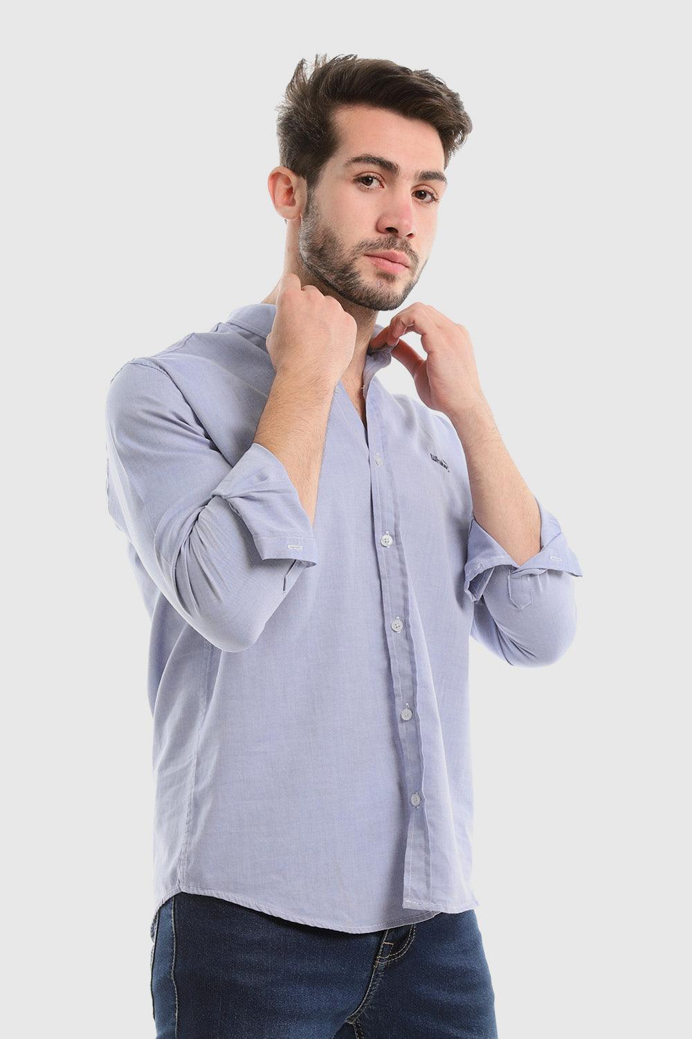 Accent Plain Buttoned Down Long Sleeves Shirt