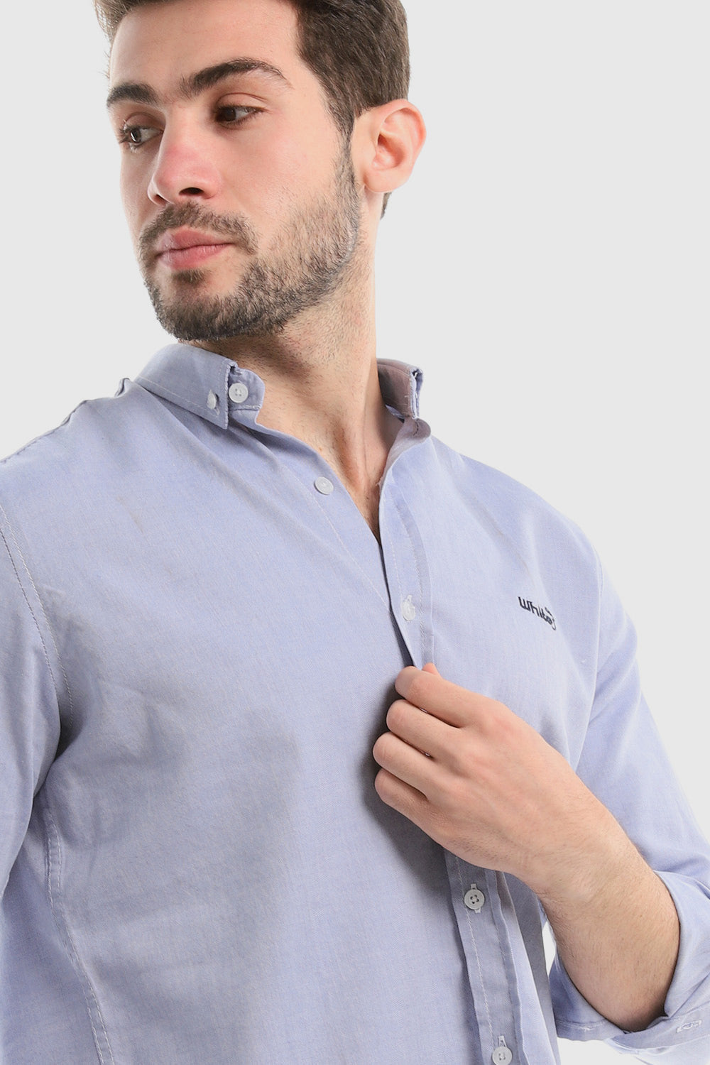 Accent Plain Buttoned Down Long Sleeves Shirt