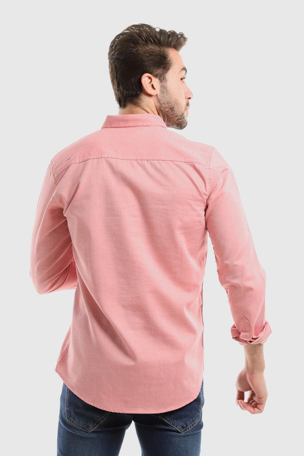 Accent Plain Buttoned Down Long Sleeves Shirt